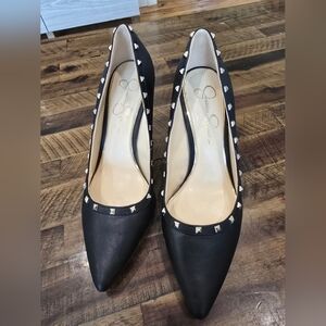 Jessica Simpson Black Studded Pointed-Toe Flats